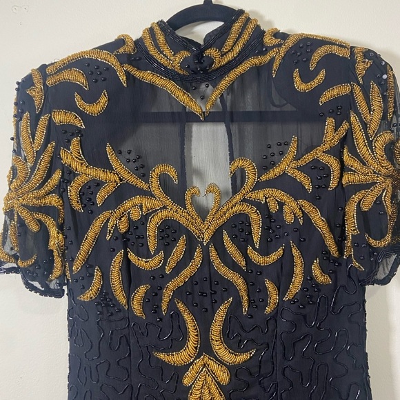 Vintage Black and Gold Embellished Dress - Picture 10 of 15